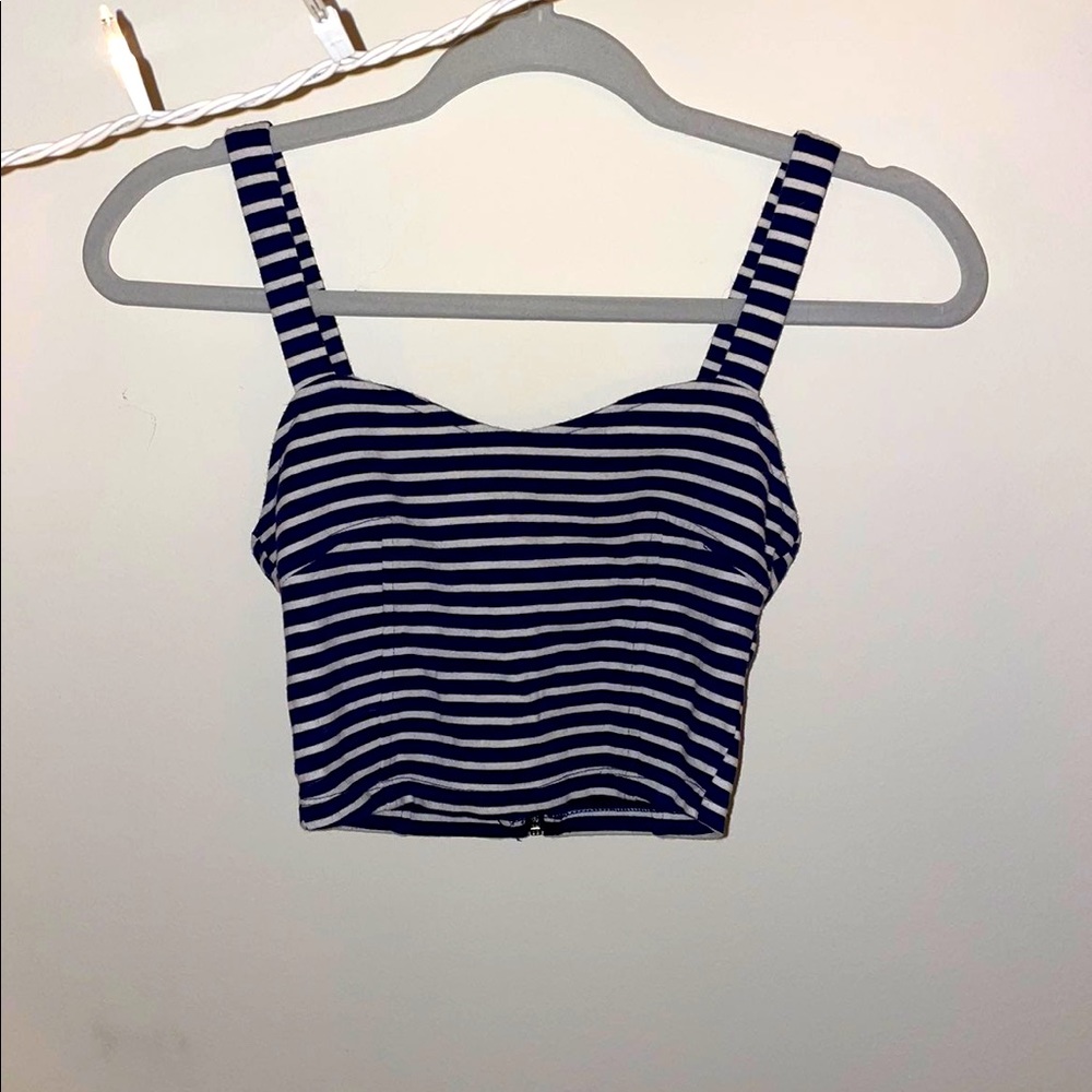 White and blue striped tank top